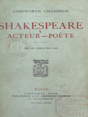 cover image of Shakespeare, acteur-poète